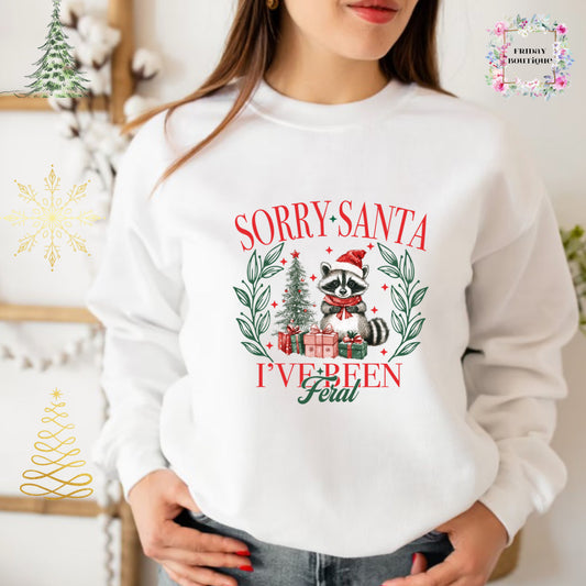 Sorry Santa I've Been Feral Christmas crewneck