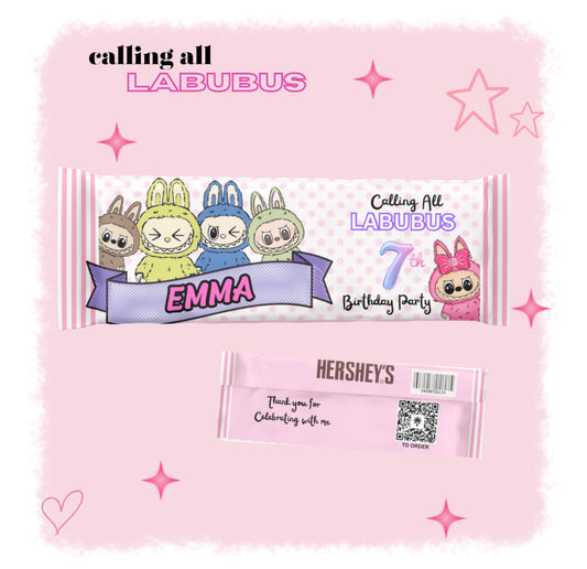 LABUBUS Party Favors Chips Bags and Chocolate Wrappers