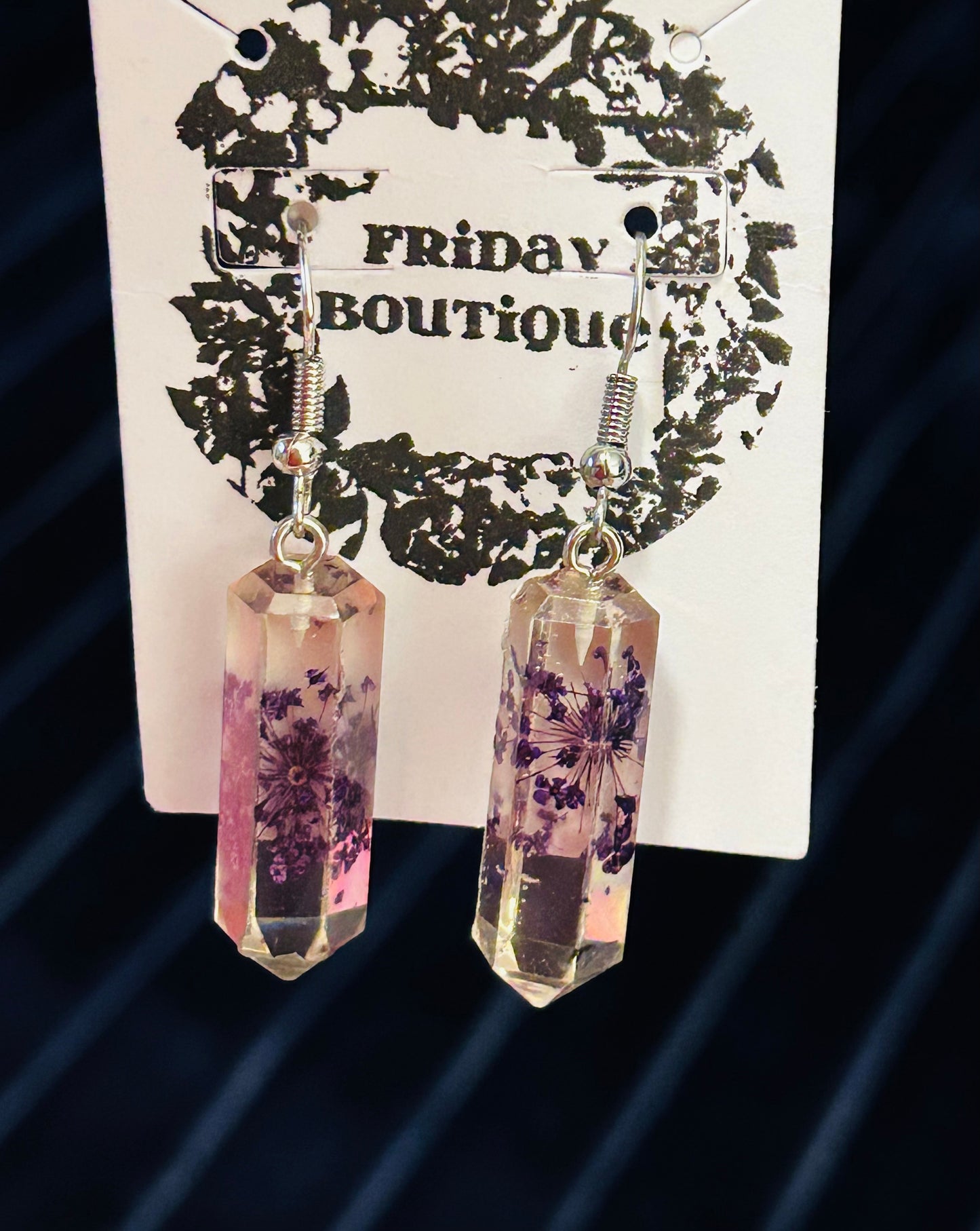 Dry Purple Flowers Earrings