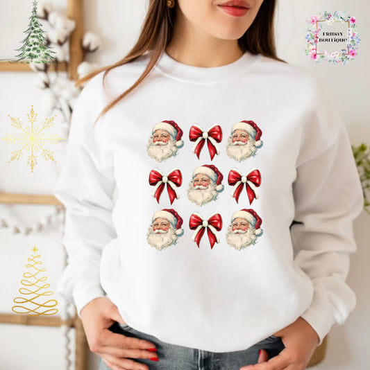 Santa Coming to Town Christmas White Crewneck