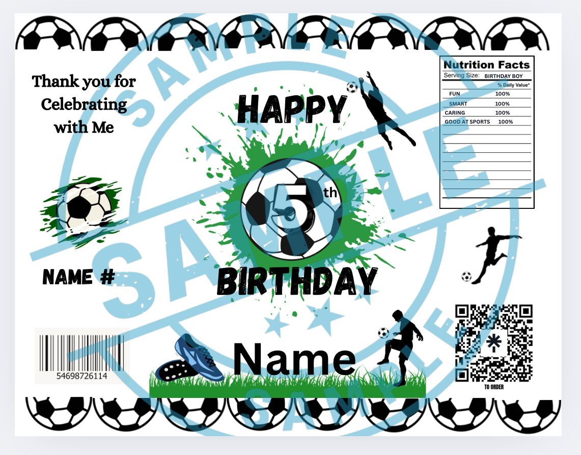 Sports Birthday Party Favors Chips Bags and Chocolate labels