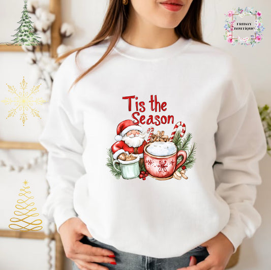 Tis the Season Christmas white crewneck