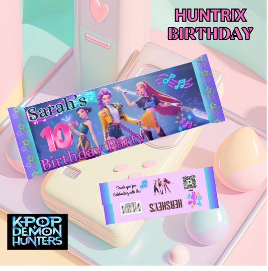 K-pop Demond Hunters theme party Chips bags and chocolate labels