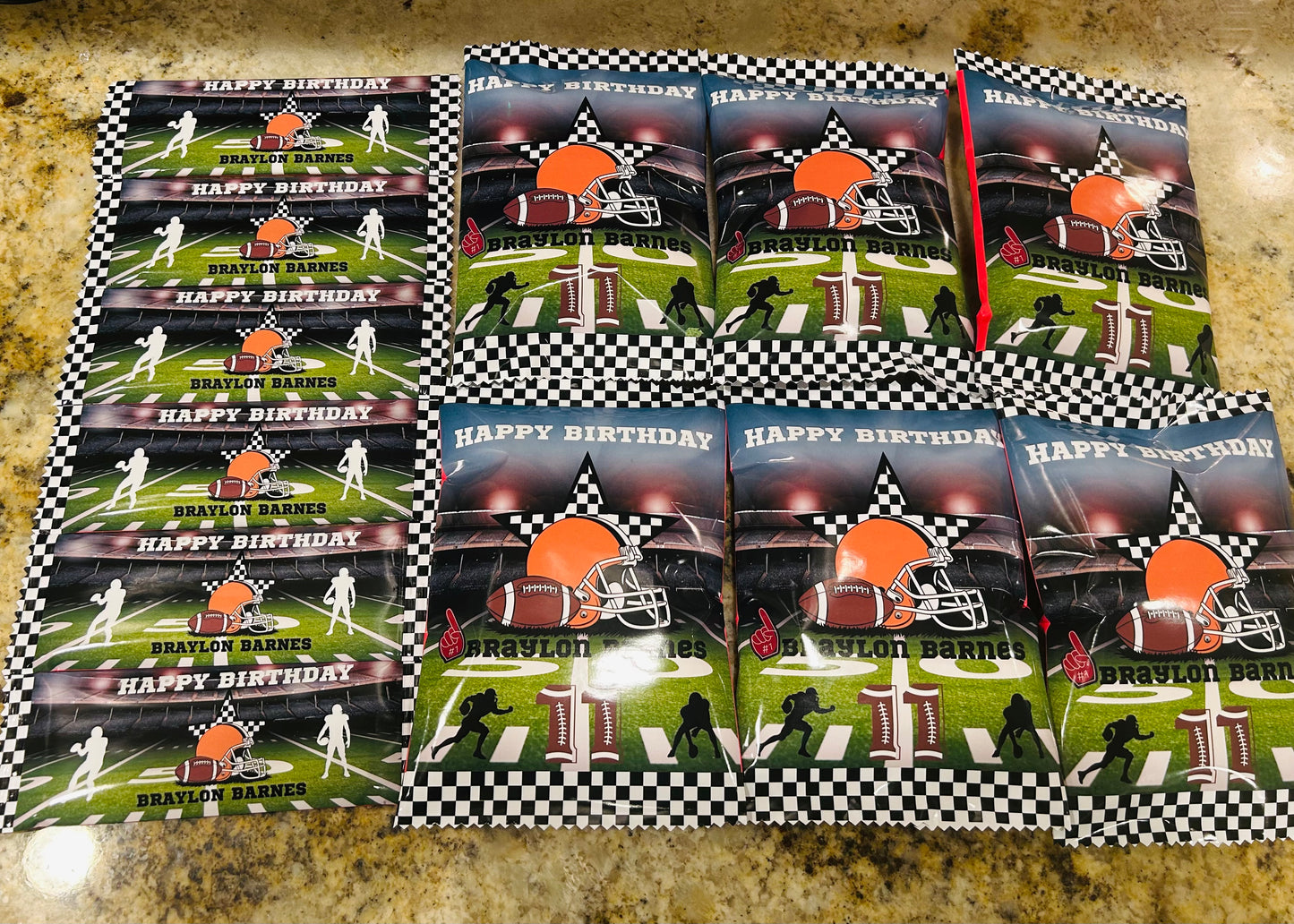 Sports Birthday Party Favors Chips Bags and Chocolate labels