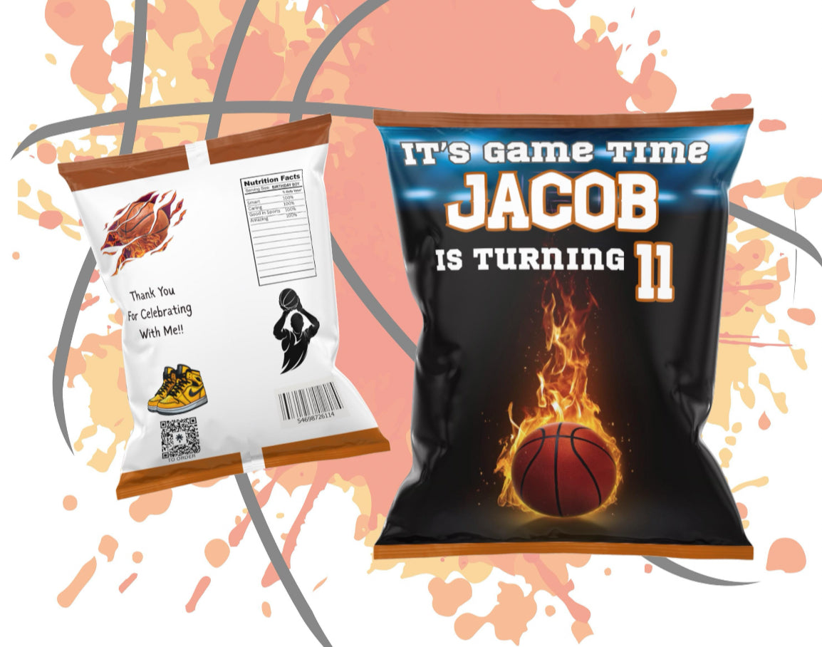 Sports Birthday Party Favors Chips Bags and Chocolate labels
