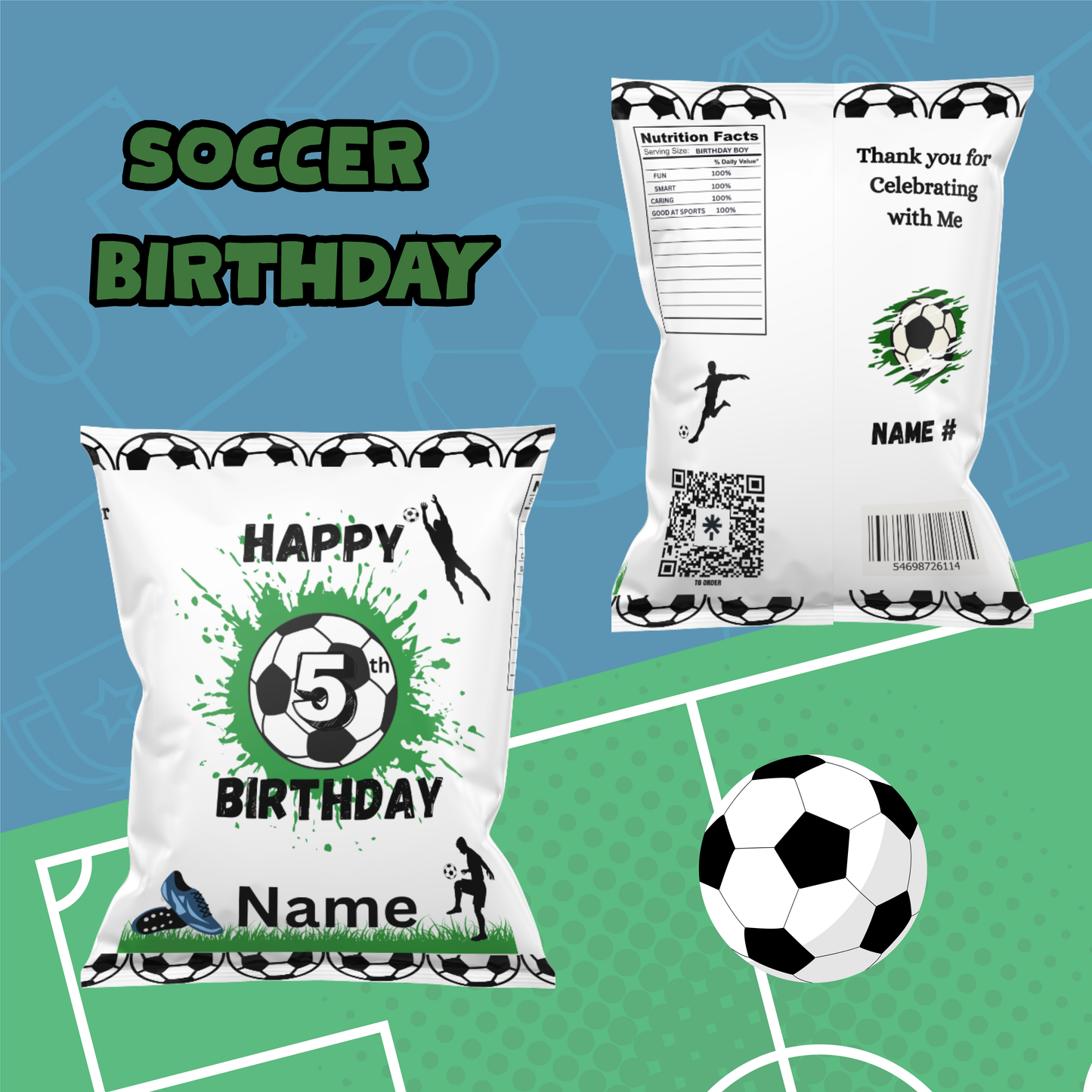 Sports Birthday Party Favors Chips Bags and Chocolate labels