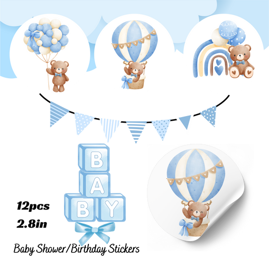 Baby shower stickers and goodie bags