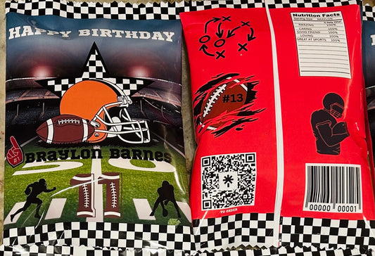 Sports Birthday Party Favors Chips Bags and Chocolate labels