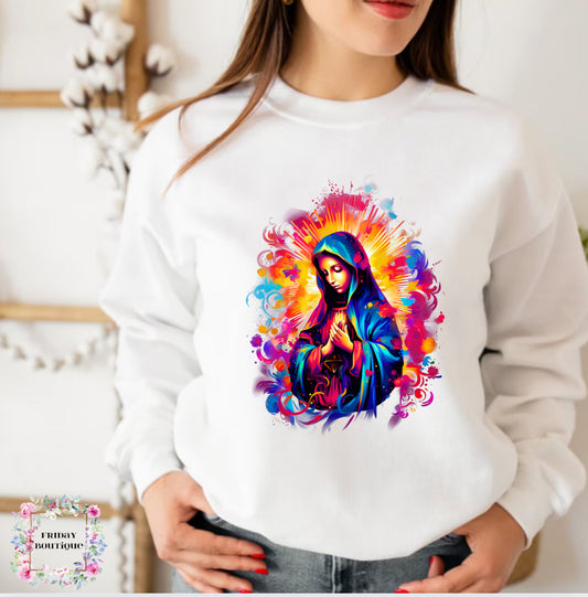 Blessed virgencita white Crewneck