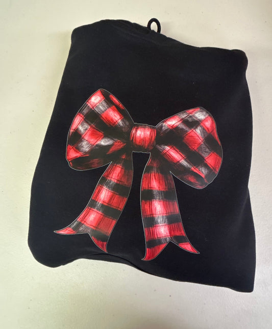 Black and red bow, black hoodie
