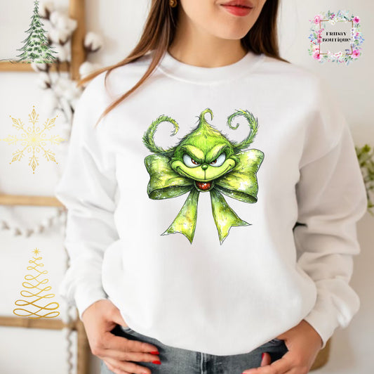 Green Grinch Christmas Hater crewneck