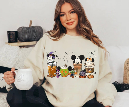 Cute Halloween coffee collection sweatshirt